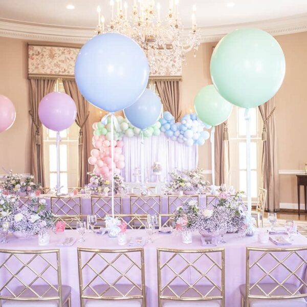 pastel big balloons for princess birthday party