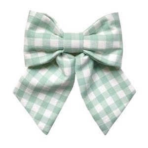 gingham mint green bow