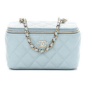 chanel quilted light blue case