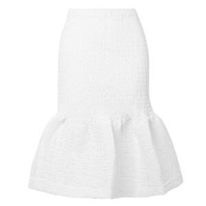 white peplum midi skirt