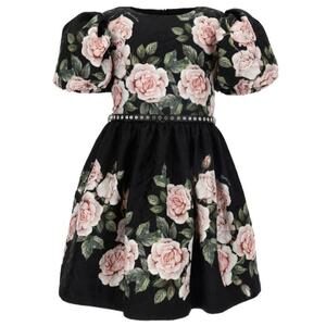girls black floral dress