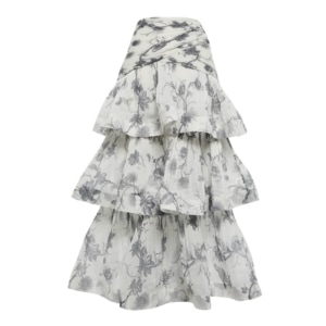 floral ruffle maxi skirt