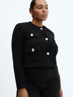 Black Mango pocket tweed lady jacket