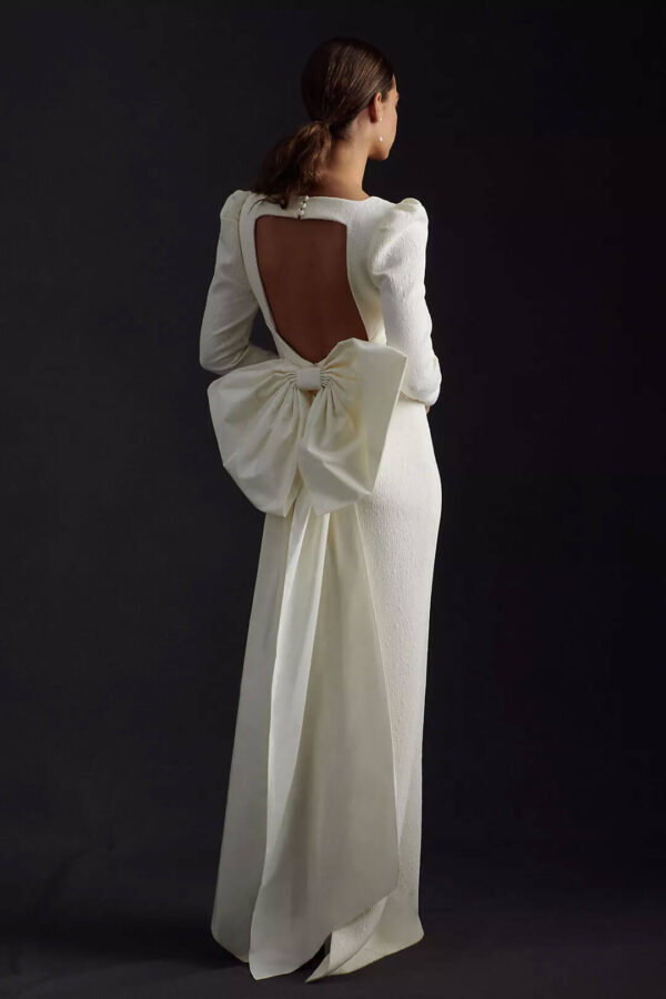 Rebecca Vallance Monique Gown - Long white bow dress