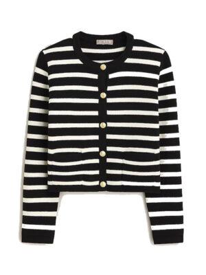 J. Crew Emilie patch-pocket sweater lady jacket in stripe