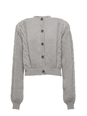 gray cableknit sweater