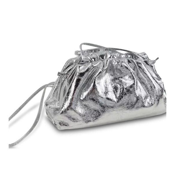 Silver leather slouch bag
