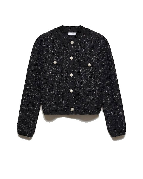 Black mango tweed cardigan with buttons