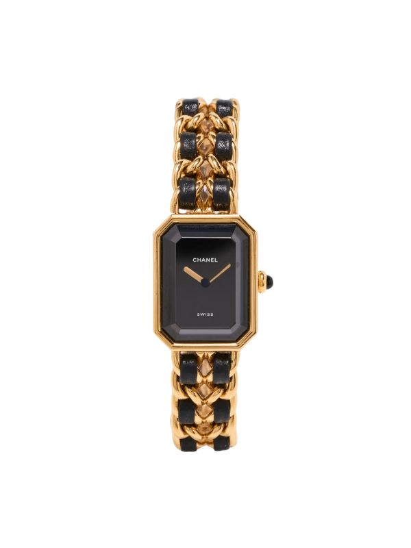 Chanel watch black and gold