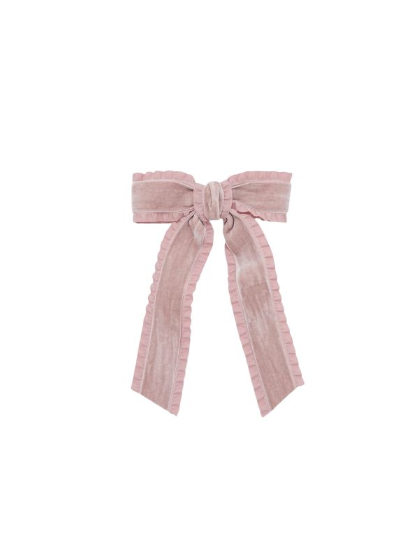 girls pink velvet hair bow