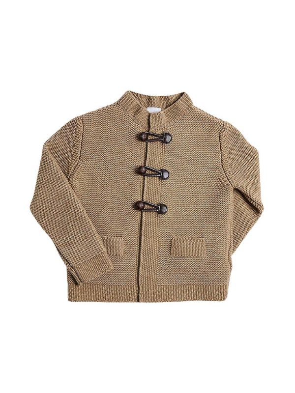 boys toggle knitted cardigan brown