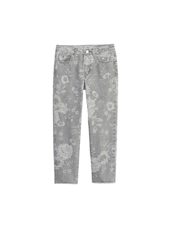 Kids Mid Rise Floral Girlfriend Jeans