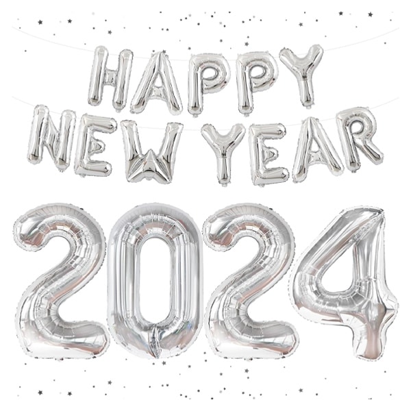 happy new year 2024 balloon decor