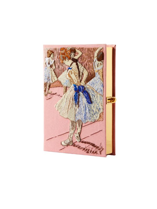 Degas Ballerina embroidered appliquéd canvas clutch
