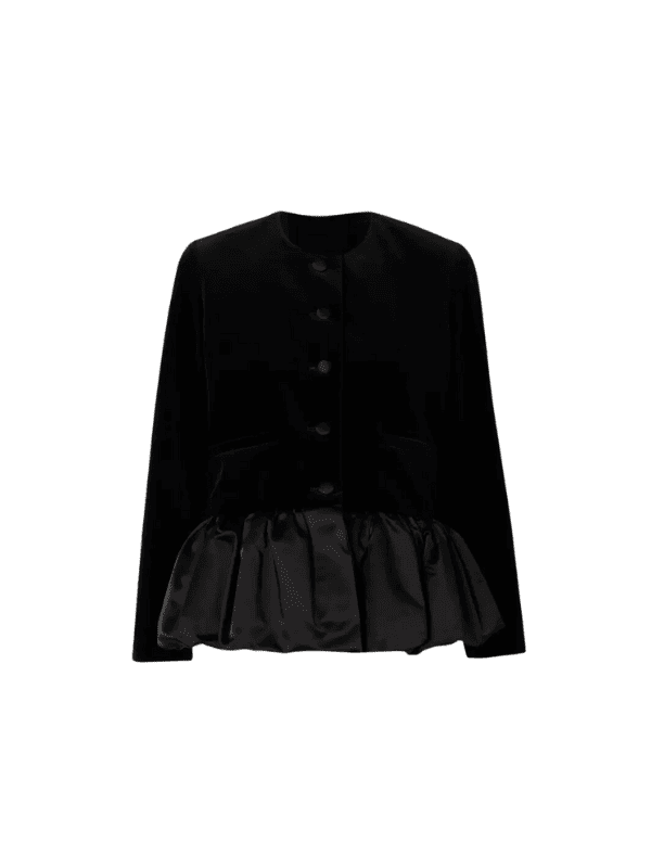Cotton-velvet and cotton-blend duchesse-satin peplum jacket