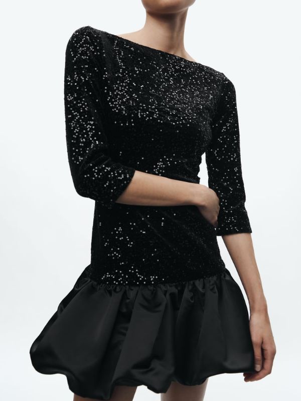 Black Sequin bubble dress from Zara