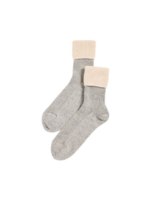 grey and cream cashmere socks