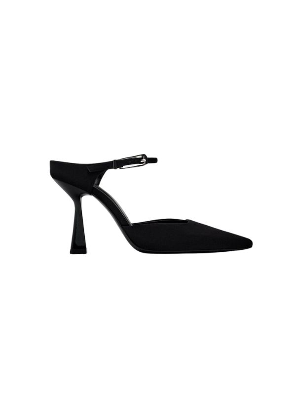 Zara black strap mule heels
