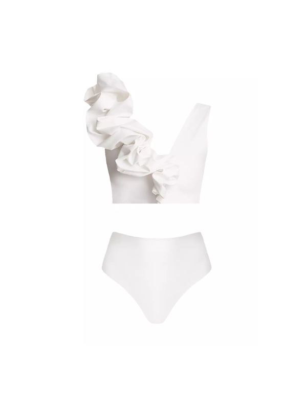Maygel Coronel Rosa Ruffle Bikini Set white