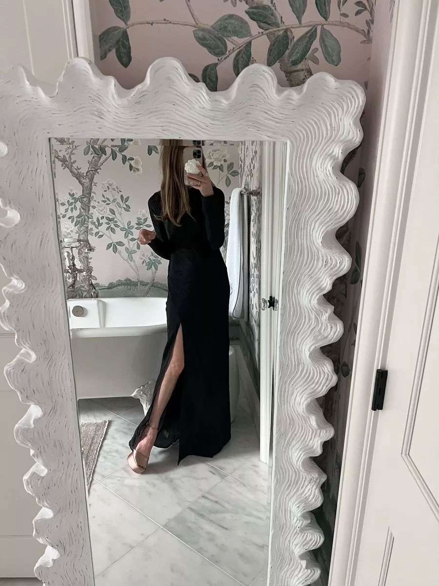 Black Suri Long-Sleeve Maxi Dress with Prada Platforms