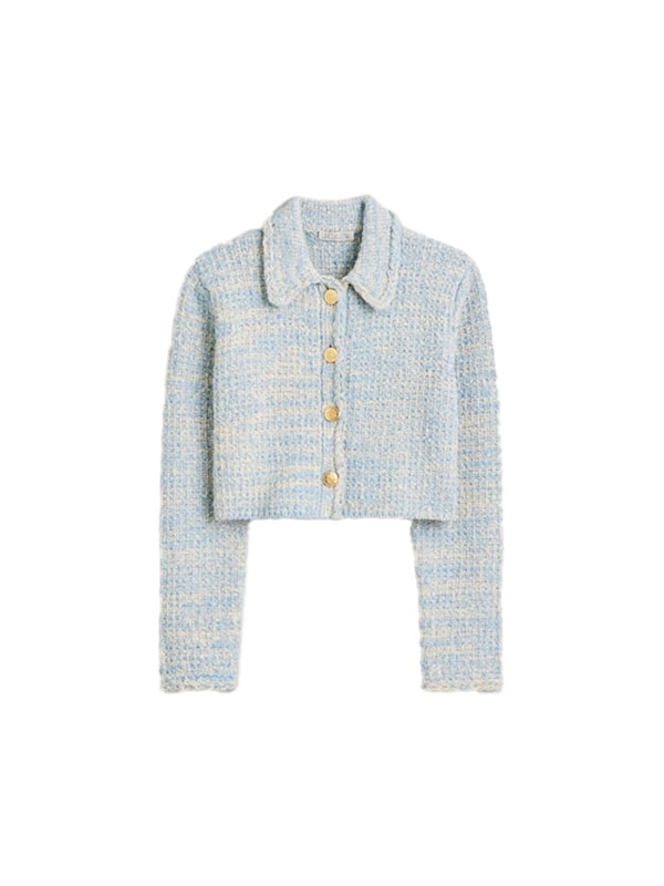 J.CREW Textured cropped lady jacket in space-dyed yarn