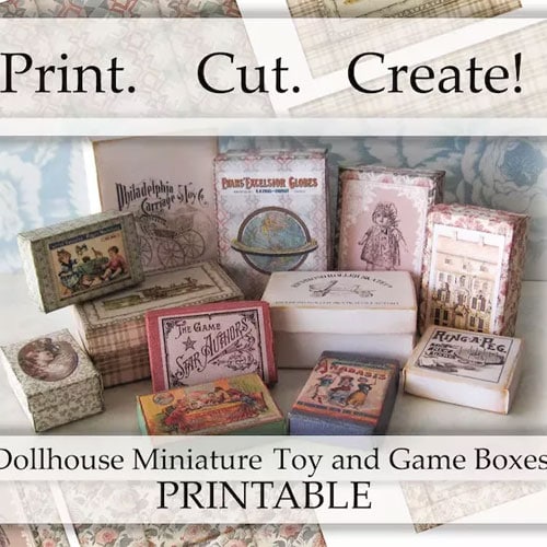 Dollhouse Miniature Toy and Game Boxes PRINTABLE Christmas Gift Store 1:12 digital download