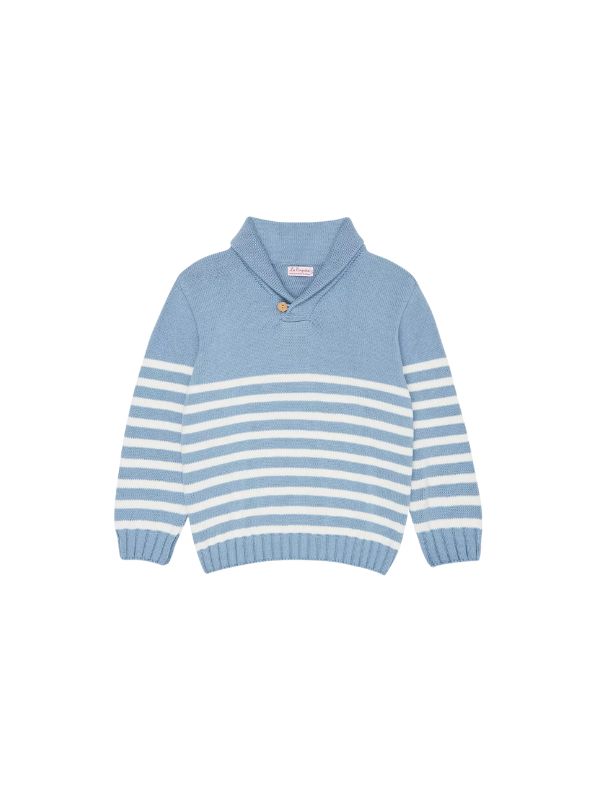 La Coqueta Blue Stripe Goyo Boy Cotton Sweater