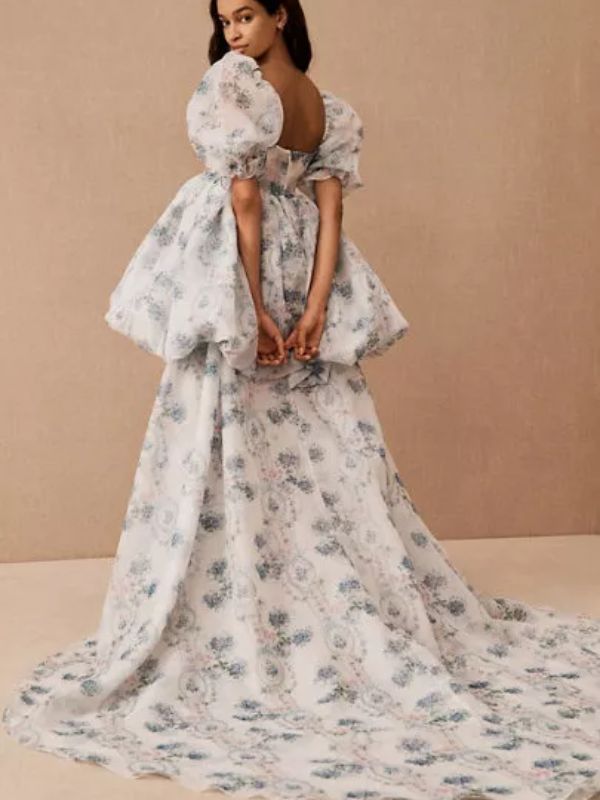floral anthro wedding guest dress - grandmillennial style!