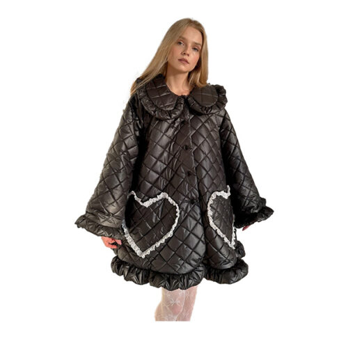 ETSY Ruffle Oversized Raincoat in Black Dreamy Coquette Dollette