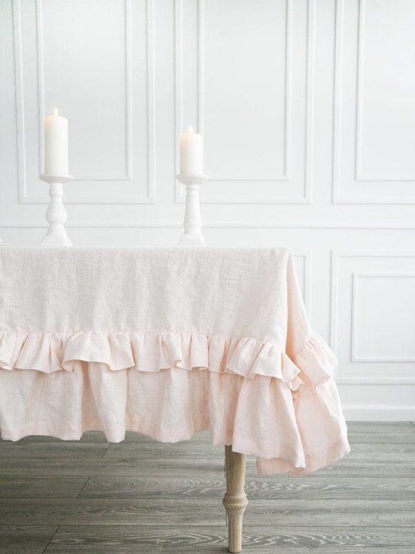 ETSY ouble ruffle light pink tablecloth