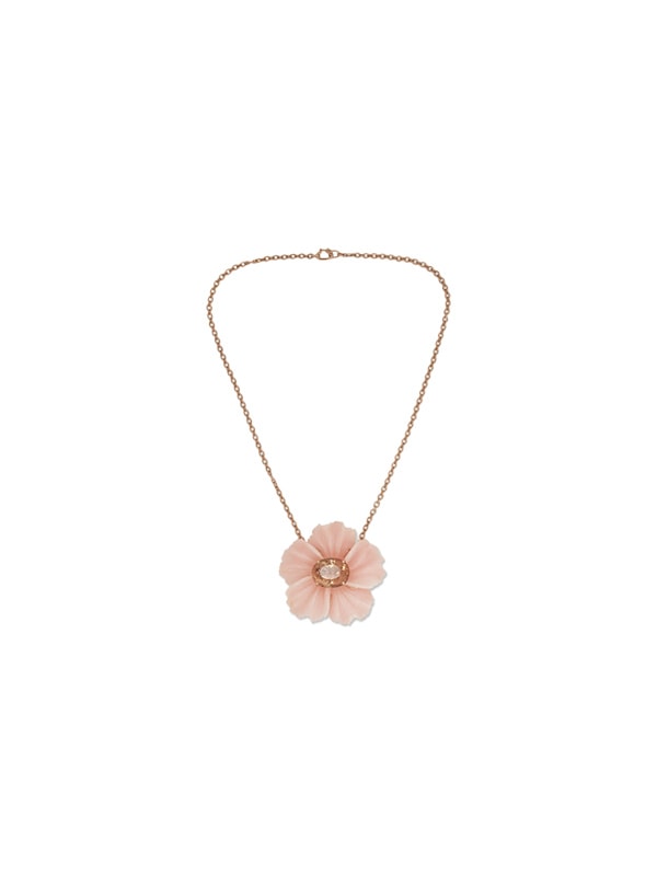 IRENE NEUWIRTH Tropical Flower 18-karat rose gold, opal and tourmaline necklace