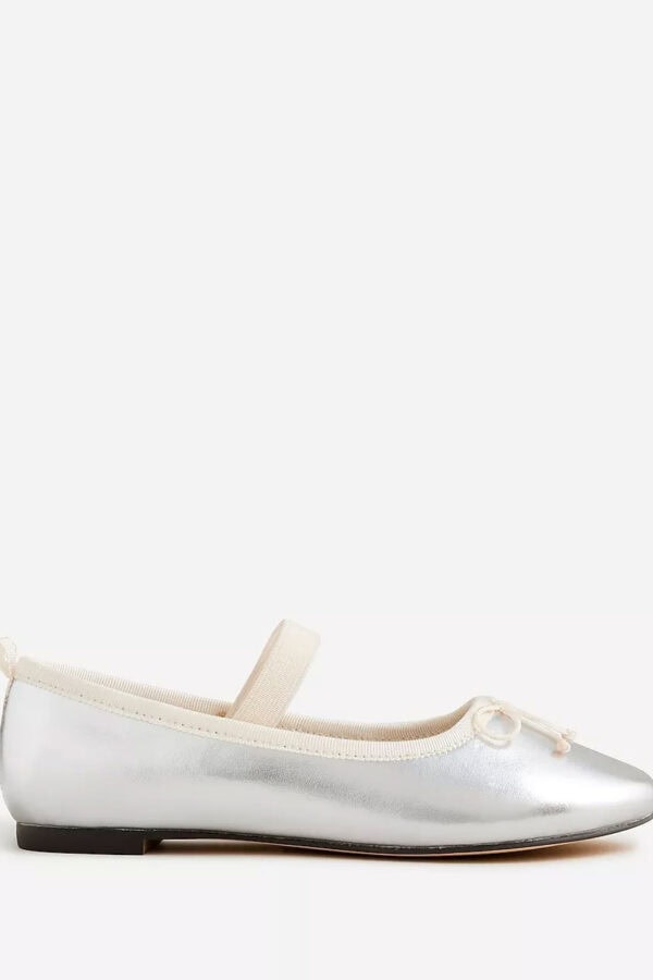 Silver Girls' strappy ballet flats