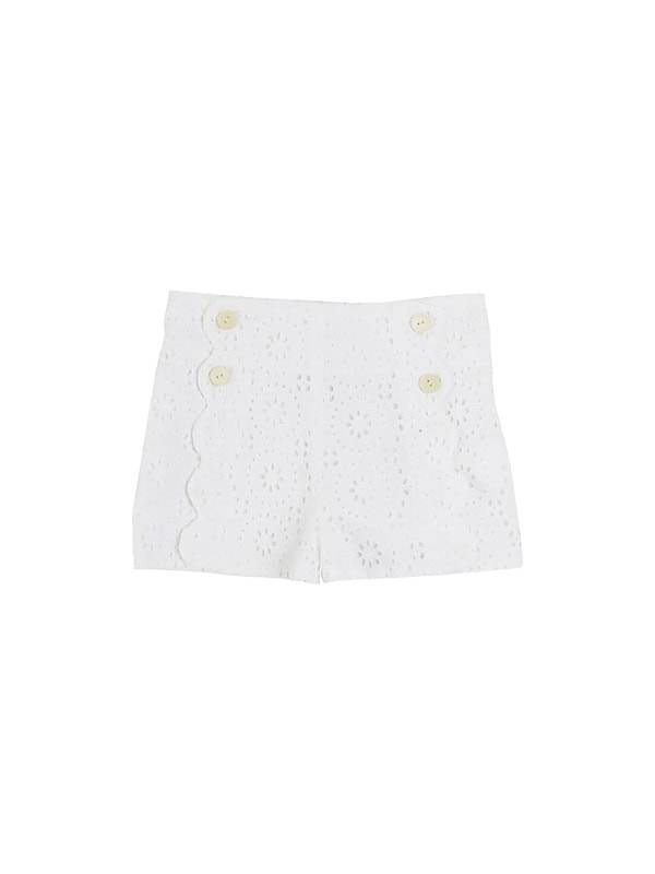 PEPA LONDON Broderie Anglais Button Detail Shorts, White