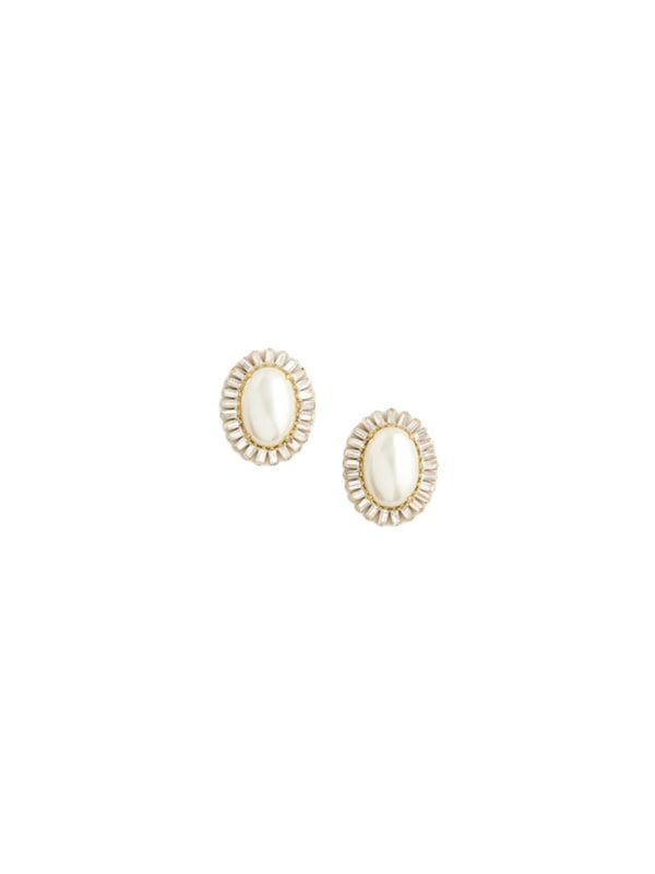 J. CREW Oversized faux-pearl and crystal stud earrings