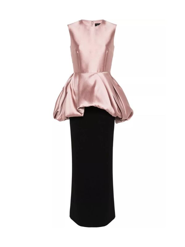pink and black peplum dress