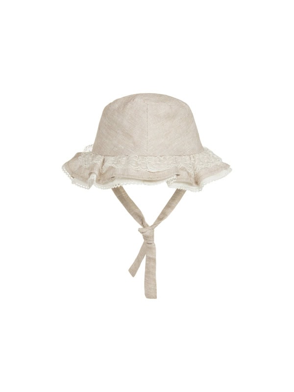 Mayoral Newborn Baby Girls Beige Cotton & Linen Sun Hat