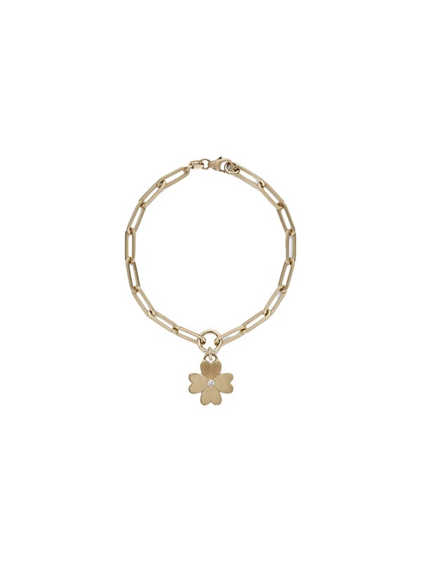 FOUNDRAE Four Heart Clover 18kt gold chain bracelet with diamonds
