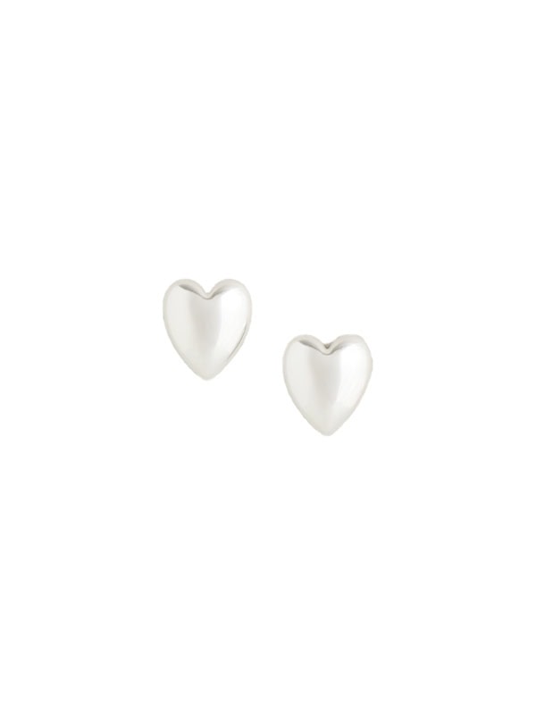 silver heart stud earrings