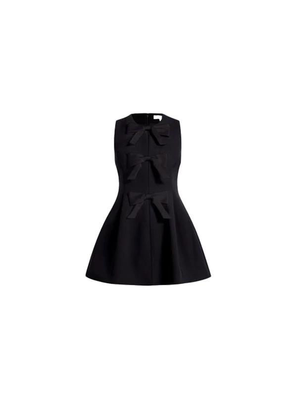 black bow mini dress for wedding guest