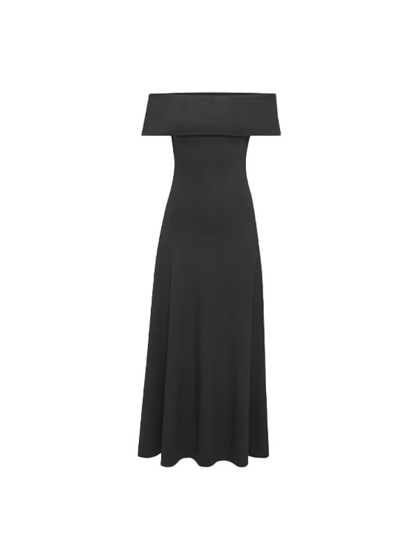 long black off shoulder dress