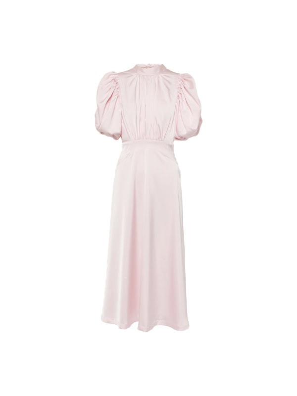 blush pink wedding guest dress