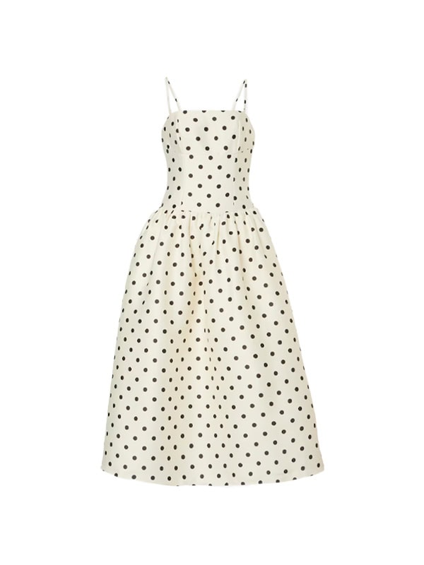 black and white polka dot dress