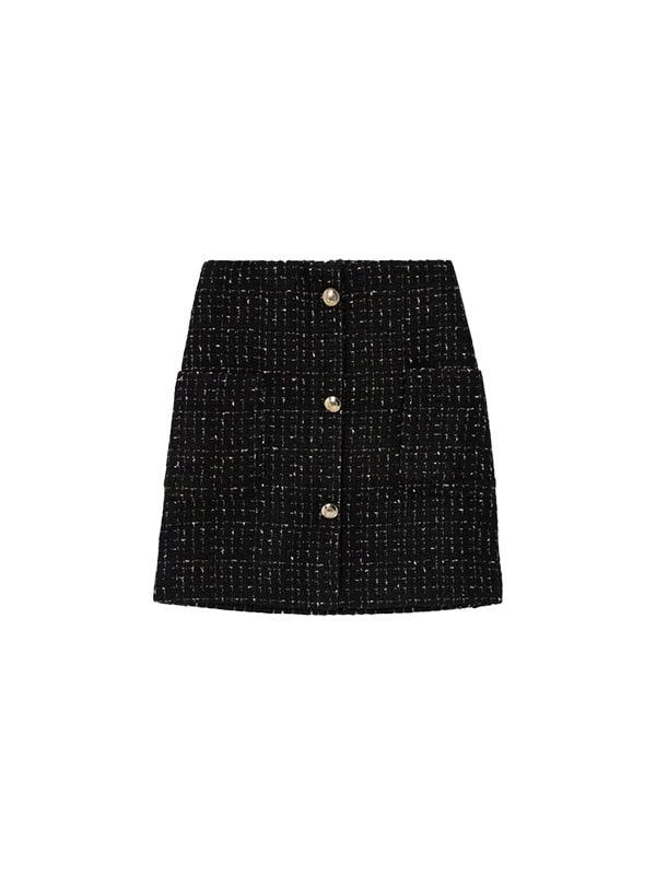 ANINE BING Mateo embellished metallic tweed mini skirt