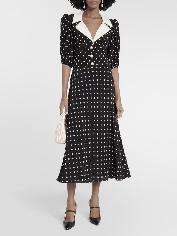 Alessandra Rich Polka-dot silk midi dress