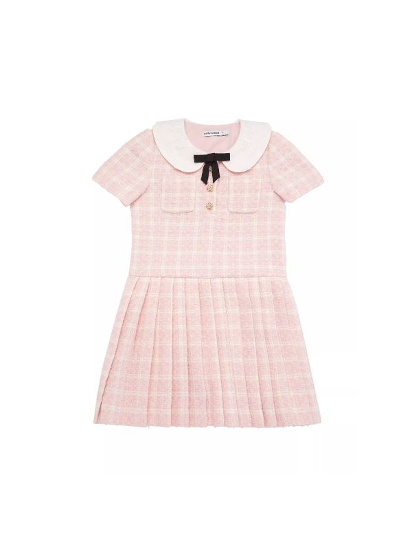 tweed pink boucle dress for girls