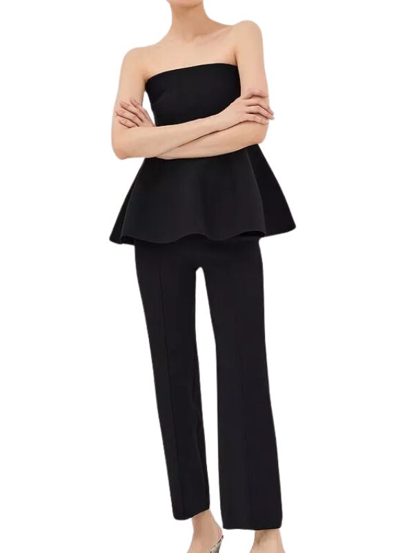 SIMKHAI Ioanna set black pants and peplum top