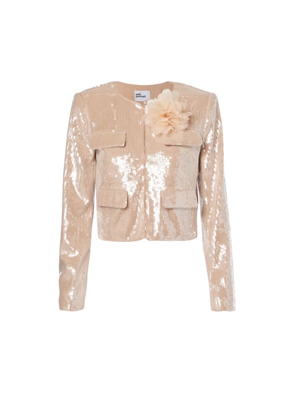 Self-Portrait Sequined jacket blush