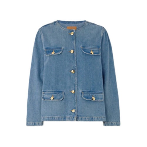 denim lady jacket with gold buttons