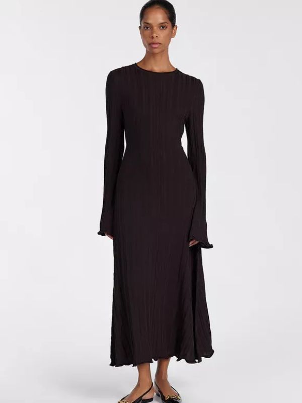 black long sleeve ribbed dress by Dissh