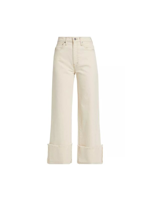 cream wide leg jeans cuff